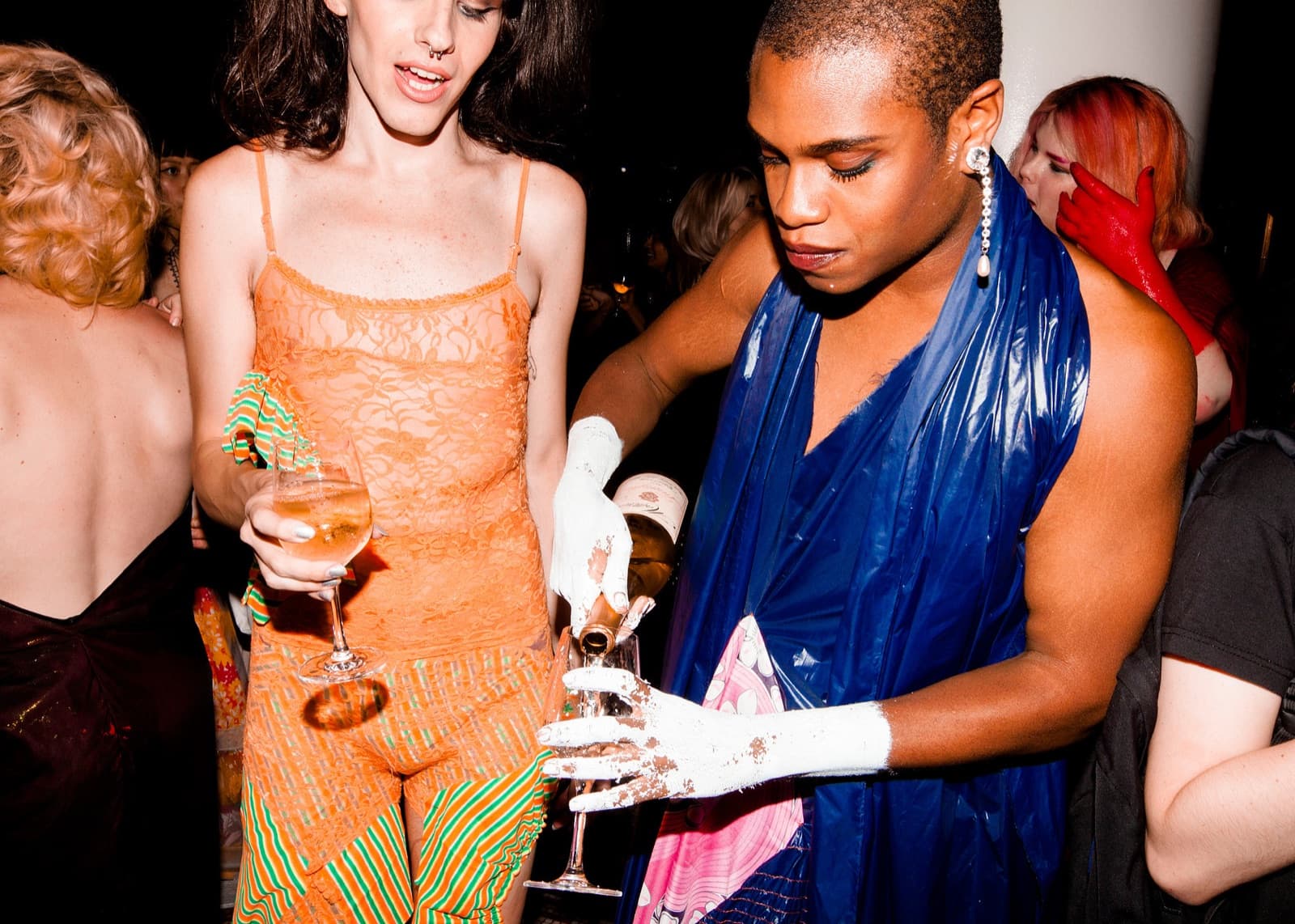 Champagne poured after a New York runway show